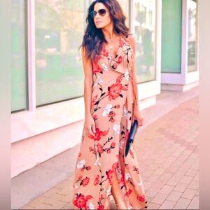 VICI floral wrap maxi dress w/V-neck front & back w/ruffle  button detail ⚡️SALE